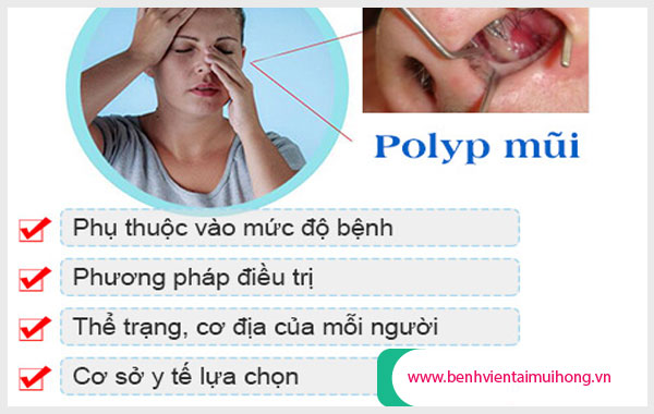 Chi phí phẫu thuật polyp mũi phụ thuộc vào nhiều yếu tố